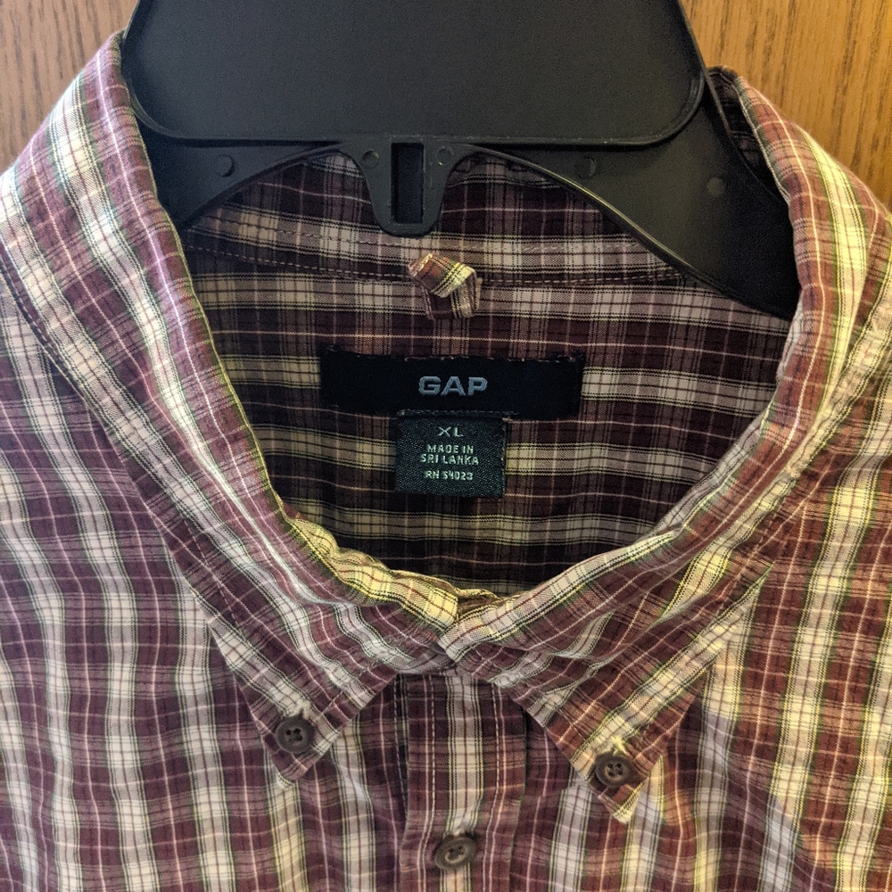 Vintage The Gap dress shirt red white plaid men XL